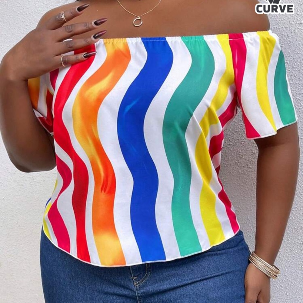 SHEIN Multicolor Off-Shoulder Blouse